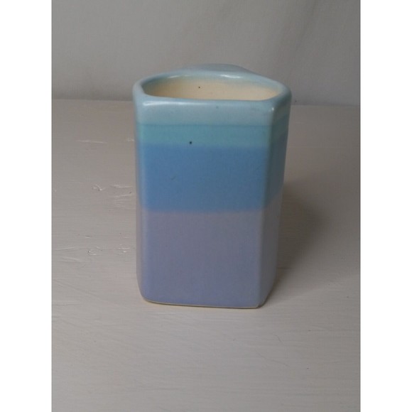 Padilla Stackable Coffee Mug Turquoise Blue Purple Stripes Striped Pottery - Picture 5 of 5